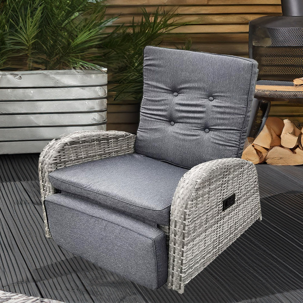 Malay Deluxe Malay New Hampshire Grey Wicker Reclining Chair Image 1