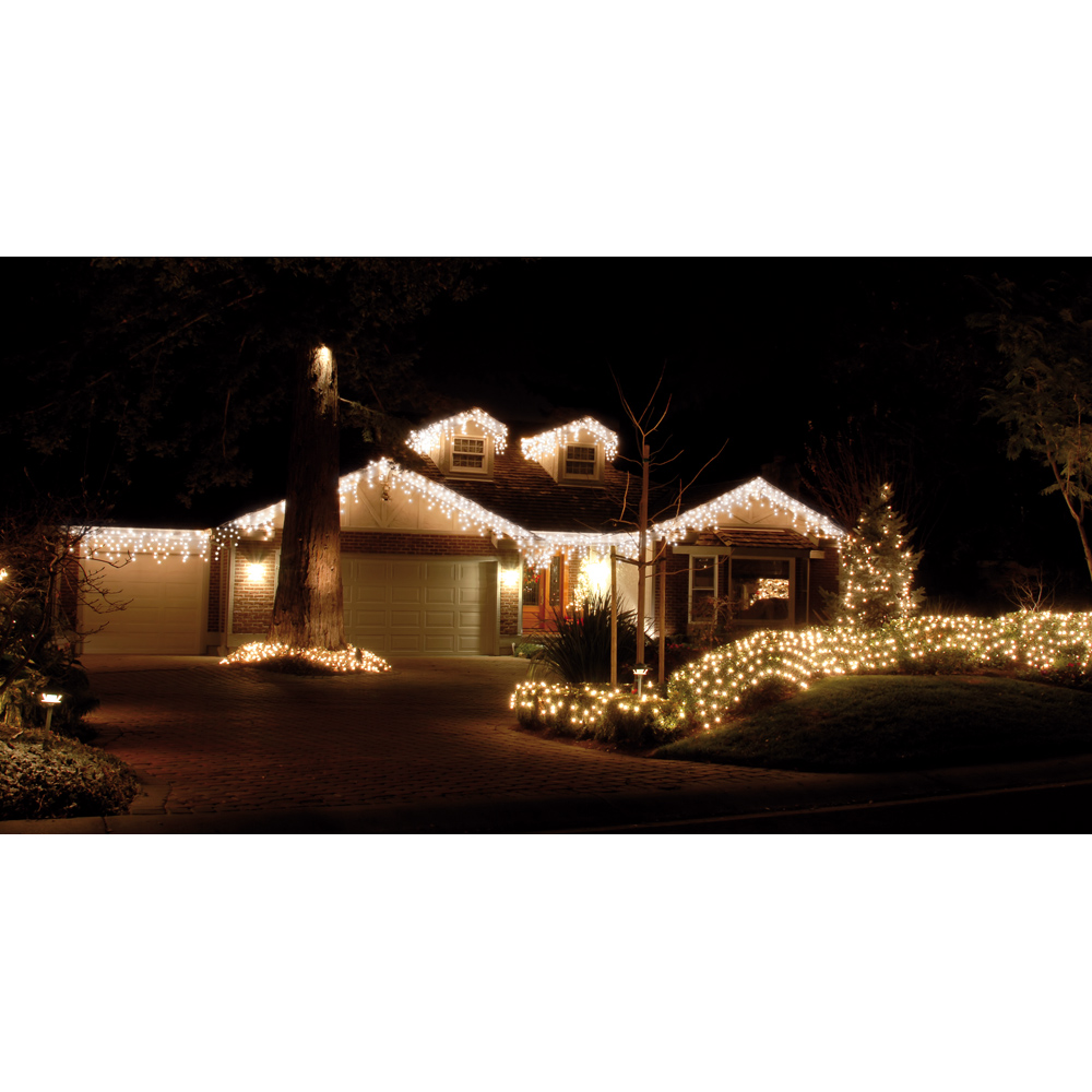 Festive 240 Cool White LED Snowing Icicle Light with 4 Way Snowfall Function 5.8m Image 2