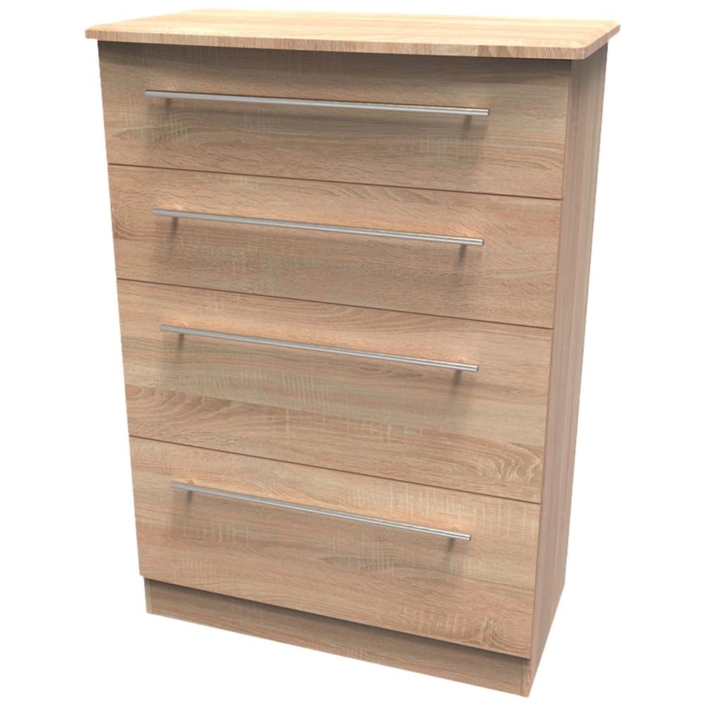 Crowndale Sherwood 4 Drawer Bardolino Oak Deep Chest of Drawers Image 4