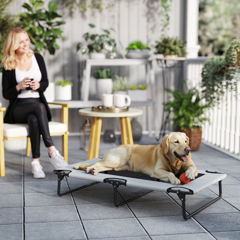 PawHut 107 x 61cm Light Grey Large Dog Raised Bed Image 2