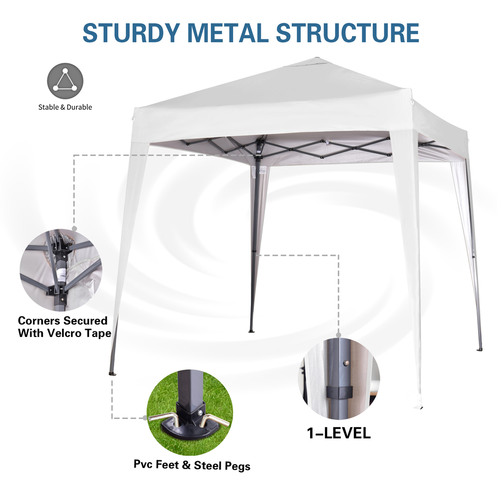 White Pop Up Outdoor Canopy Tent with Removable Sidewalls 2 x 2m Image 5