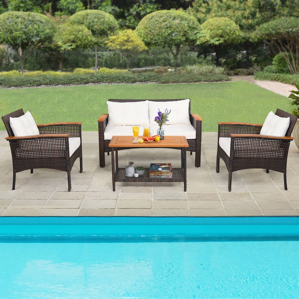 Costway 4 Seater Outdoor Patio Loveseat Furniture Set Image 1