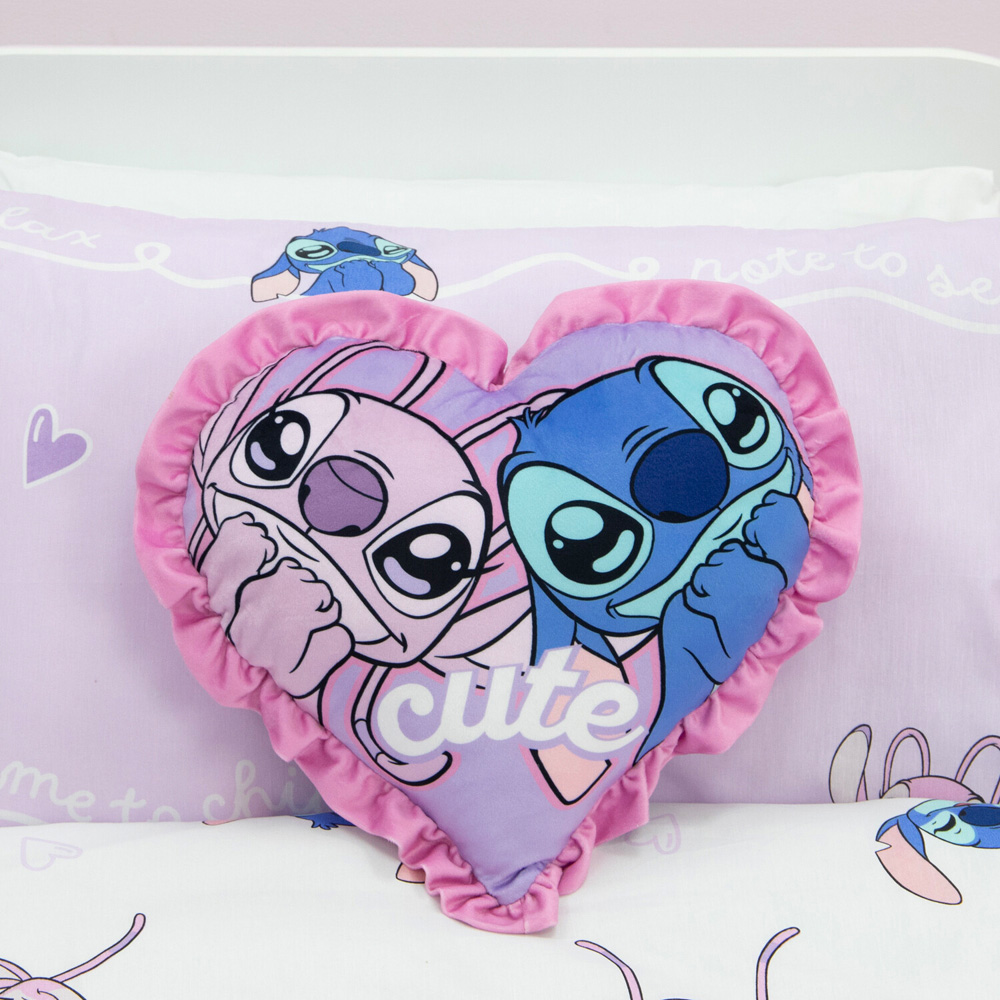 Stitch Cutie Heart Shaped Cushion Pink Image 2
