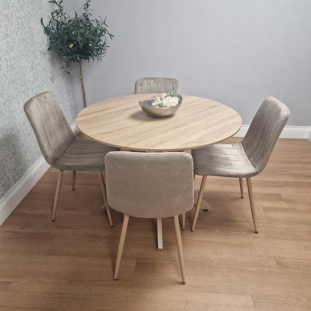 Kosy Koala 4 Seater Wood Effect Round Dining Set Beige Image 5