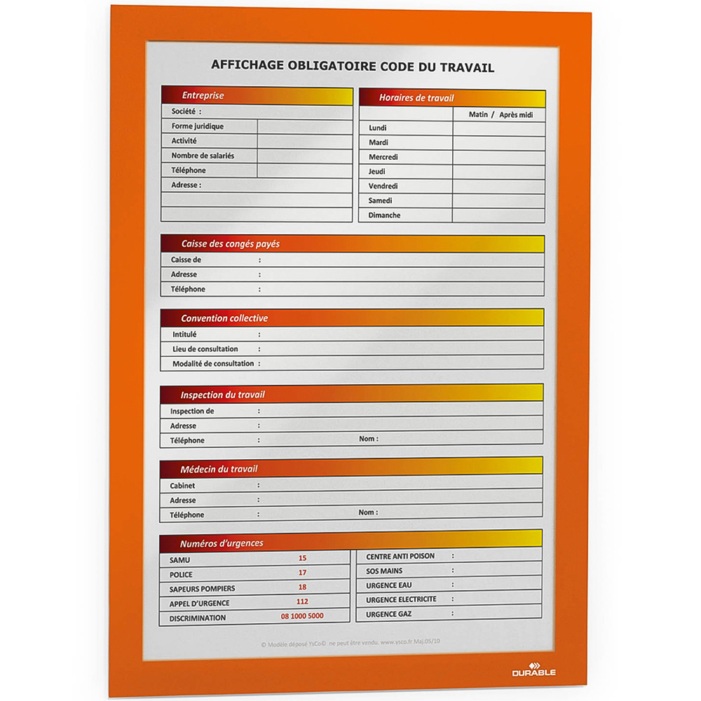 Durable DURAFRAME A4 Orange Self Adhesive Magnetic Signage Frame 2 Pack Image 4