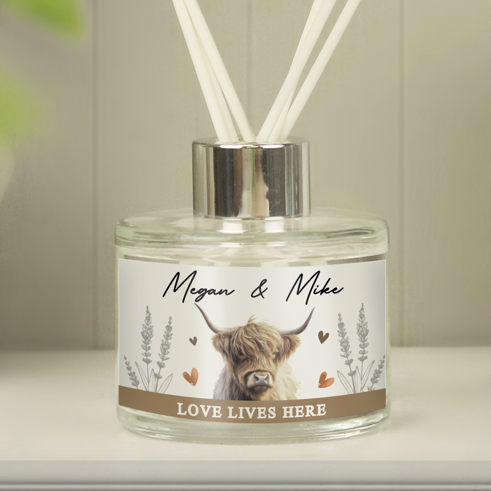 Personalised Memento Personalised Highland Cow Reed Diffuser Image 2