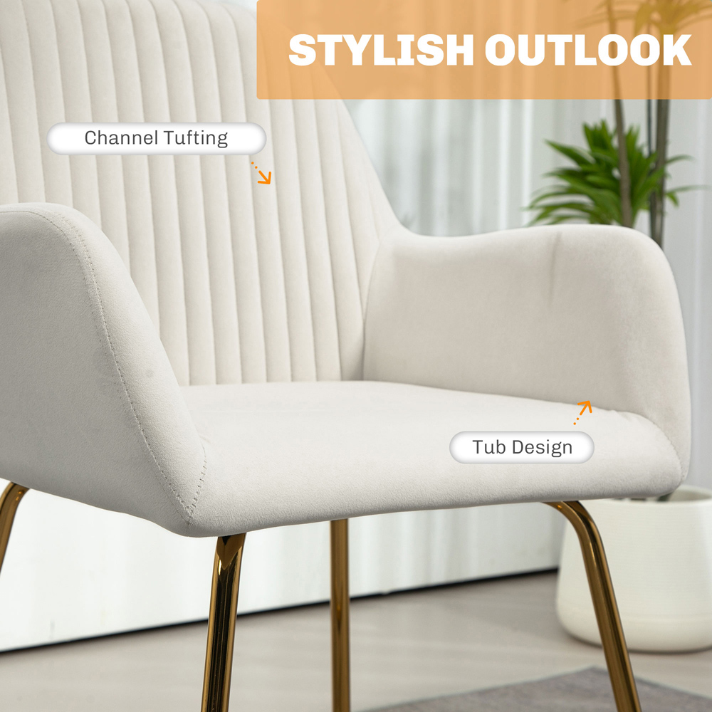 Portland Cream White Velvet Accent Chair Image 5