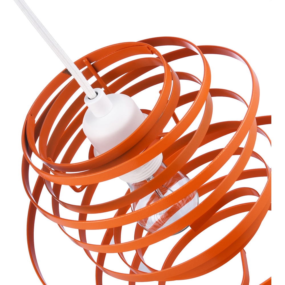 Happy Homewares Double Ribbon Spiral Swirl Orange Gloss Metal Ceiling Light Image 4