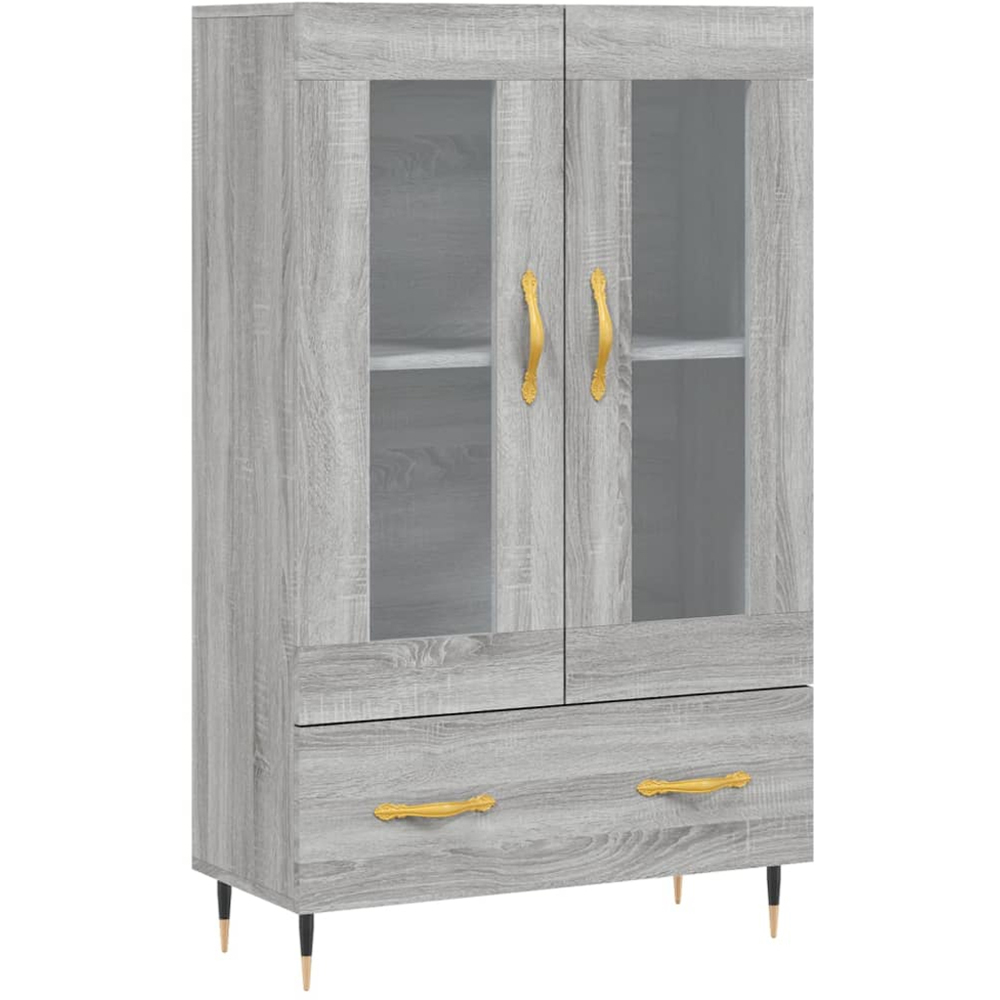 vidaXL 2 Glass Door Single Drawer Grey Sonoma Highboard Image 2