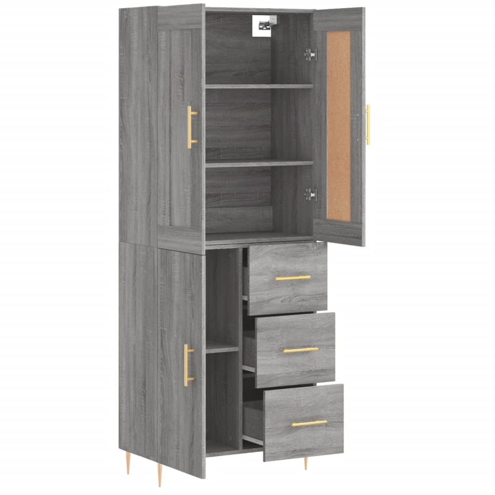 vidaXL 3 Door 3 Drawer Grey Sonoma Highboard Image 4