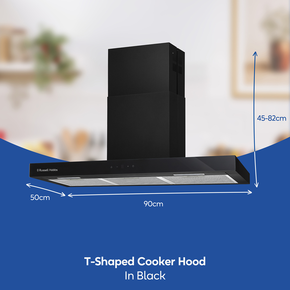 Russell Hobbs RHGCH903B Black T-Shaped 90cm Chimney Cooker Hood Image 9