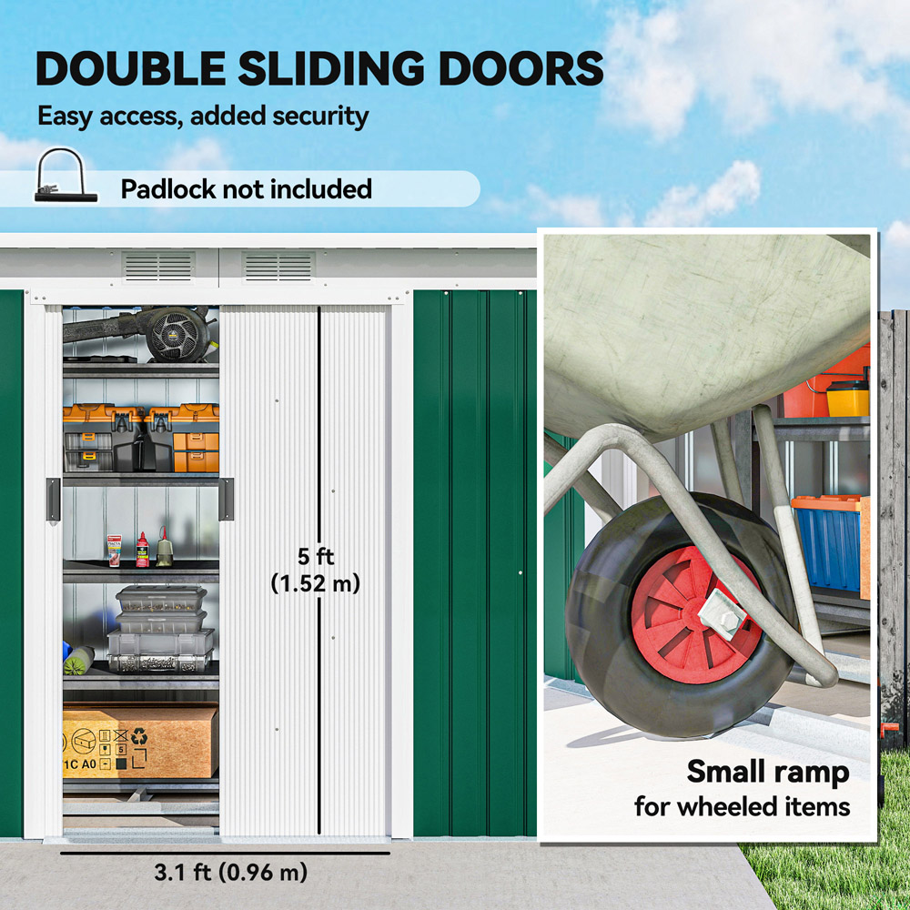 Outsunny 9 x 4ft Green Metal Pent Garden Shed Image 4