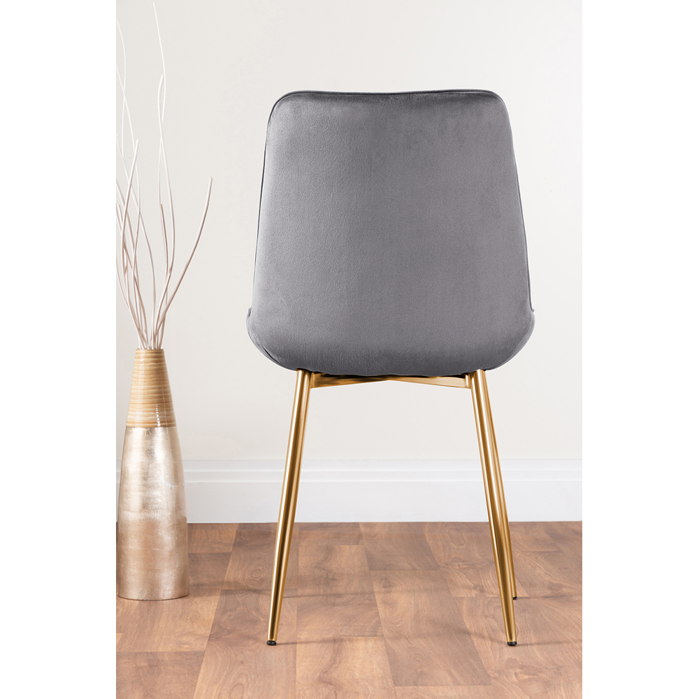 Furniturebox Cesano Set of 2 Grey and Gold Velvet Dining Chair Image 9