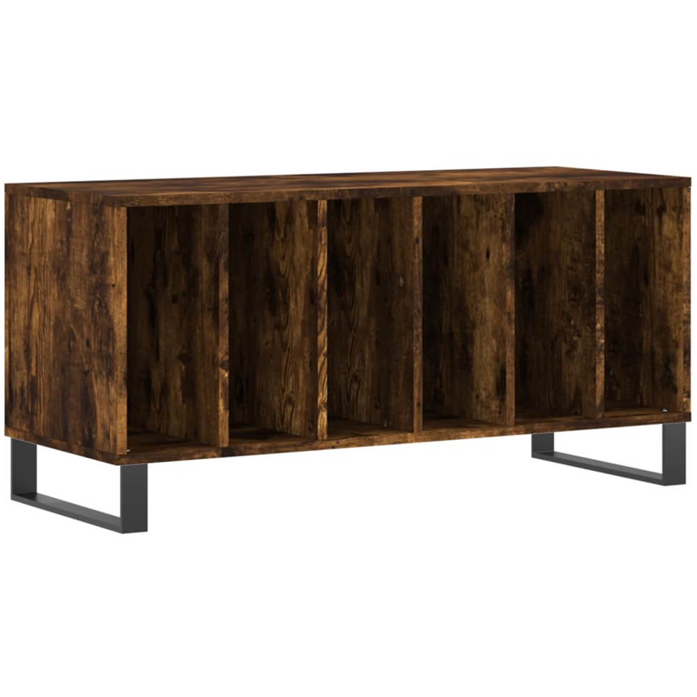 vidaXL 6 Shelf Smoked Oak Record Cabinet Image 2