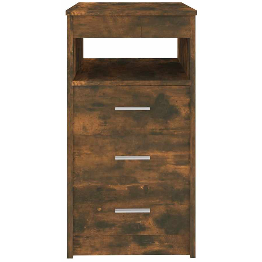 vidaXL 3 Drawer Single Shelf Smoked Oak Drawer Cabinet Image 4