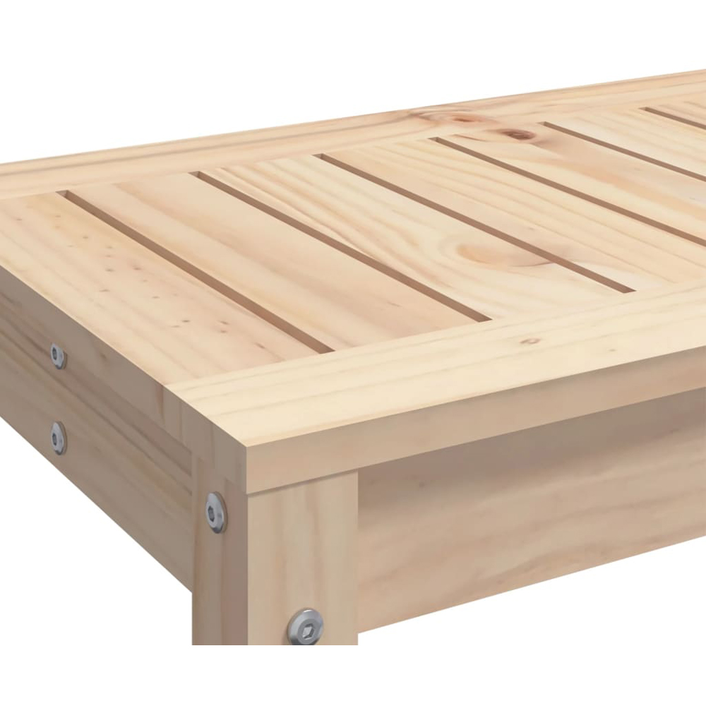 vidaXL 2 Seater Natural Solid Pine Wood Slatted Garden Bench with Shelf Image 7