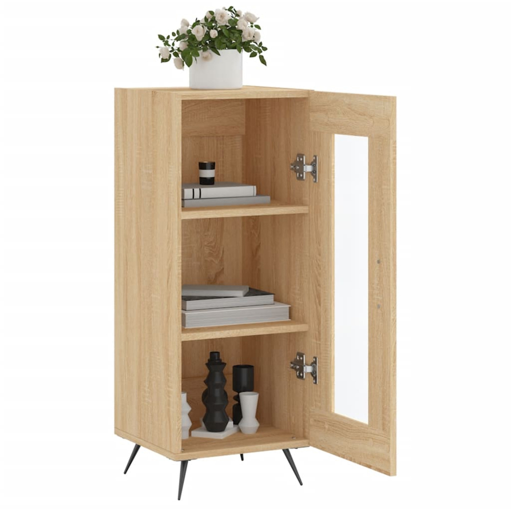 vidaXL Single Glass Door Sonoma Oak Sideboard Image 4