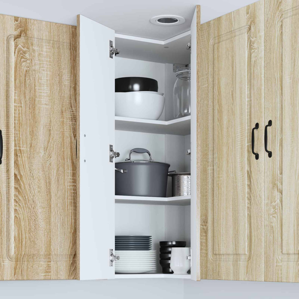 vidaXL 2 Door Sonoma Oak Kitchen Wall Corner Cabinet Image 9