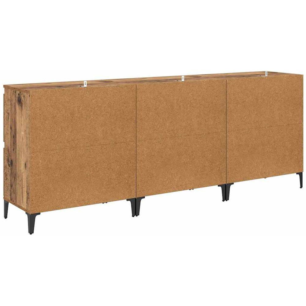vidaXL 4 Door Old Wood Sideboard with Metal Legs Set of 3 Image 7