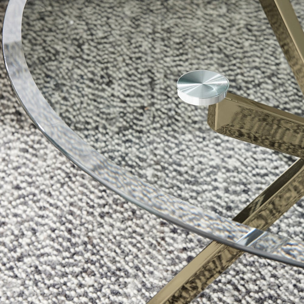Furniturebox Arona Round Gold Chrome and Glass Coffee Table Image 4