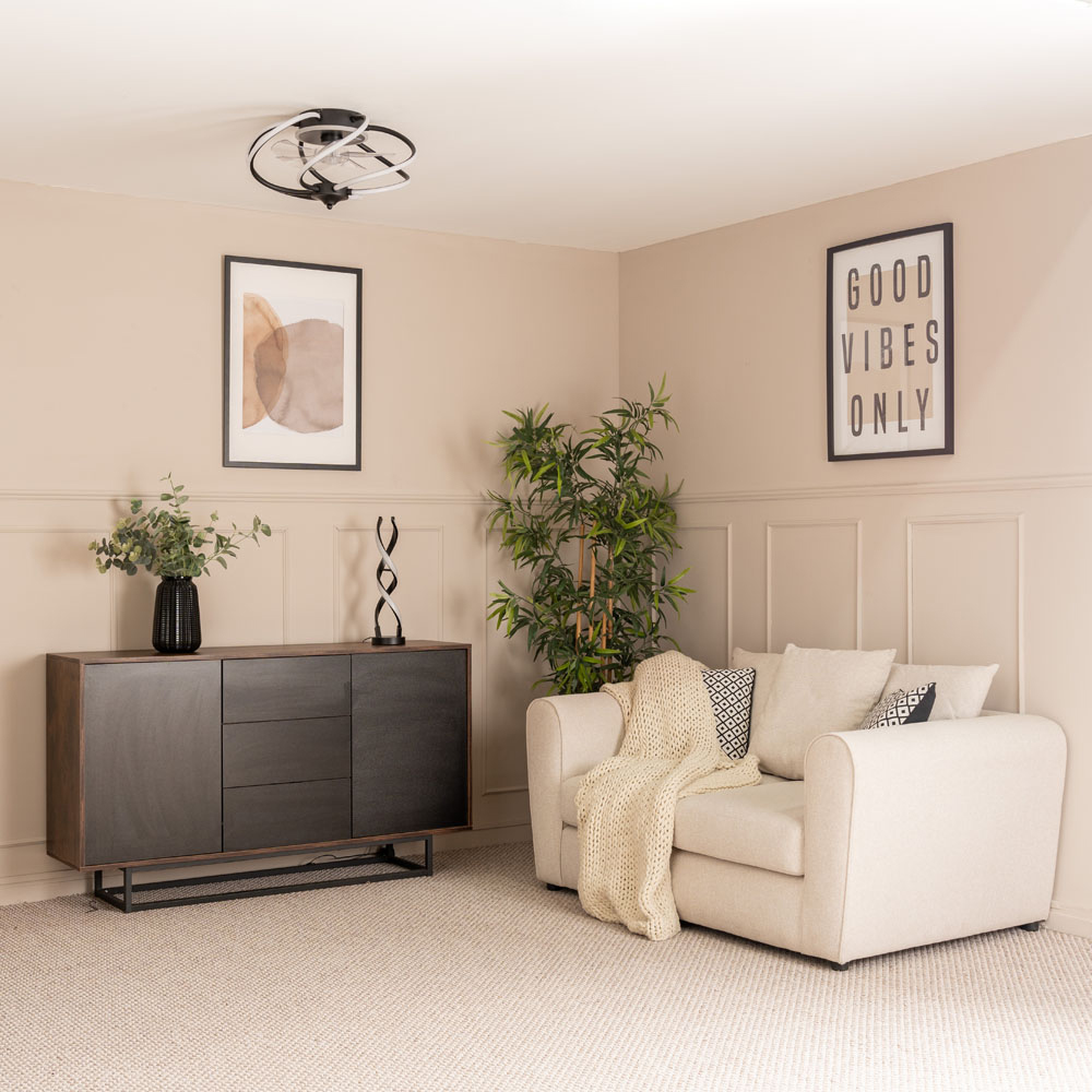 ValueLights Infinity Matt Black Swirl Integrated LED Ceiling Fan with Remote Control Image 6