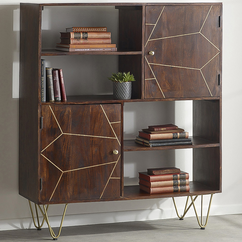 Brooklyn Ozella 2 Door 4 Shelf Dark Gold Display Cabinet Image 1