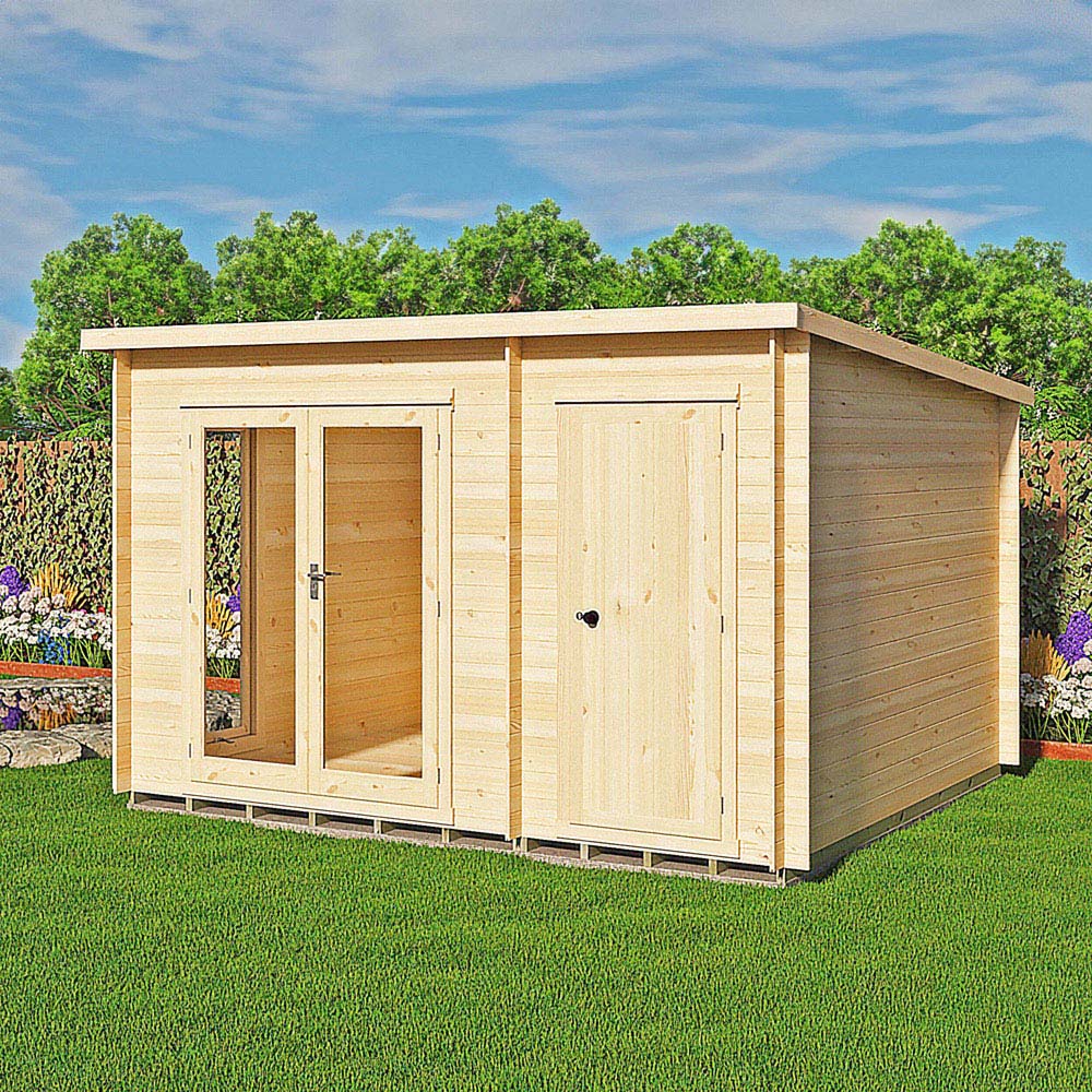 Shire Walsoken 10 x 12ft Dual-Purpose Pent Garden Log Cabin with Integral Storage Image 2