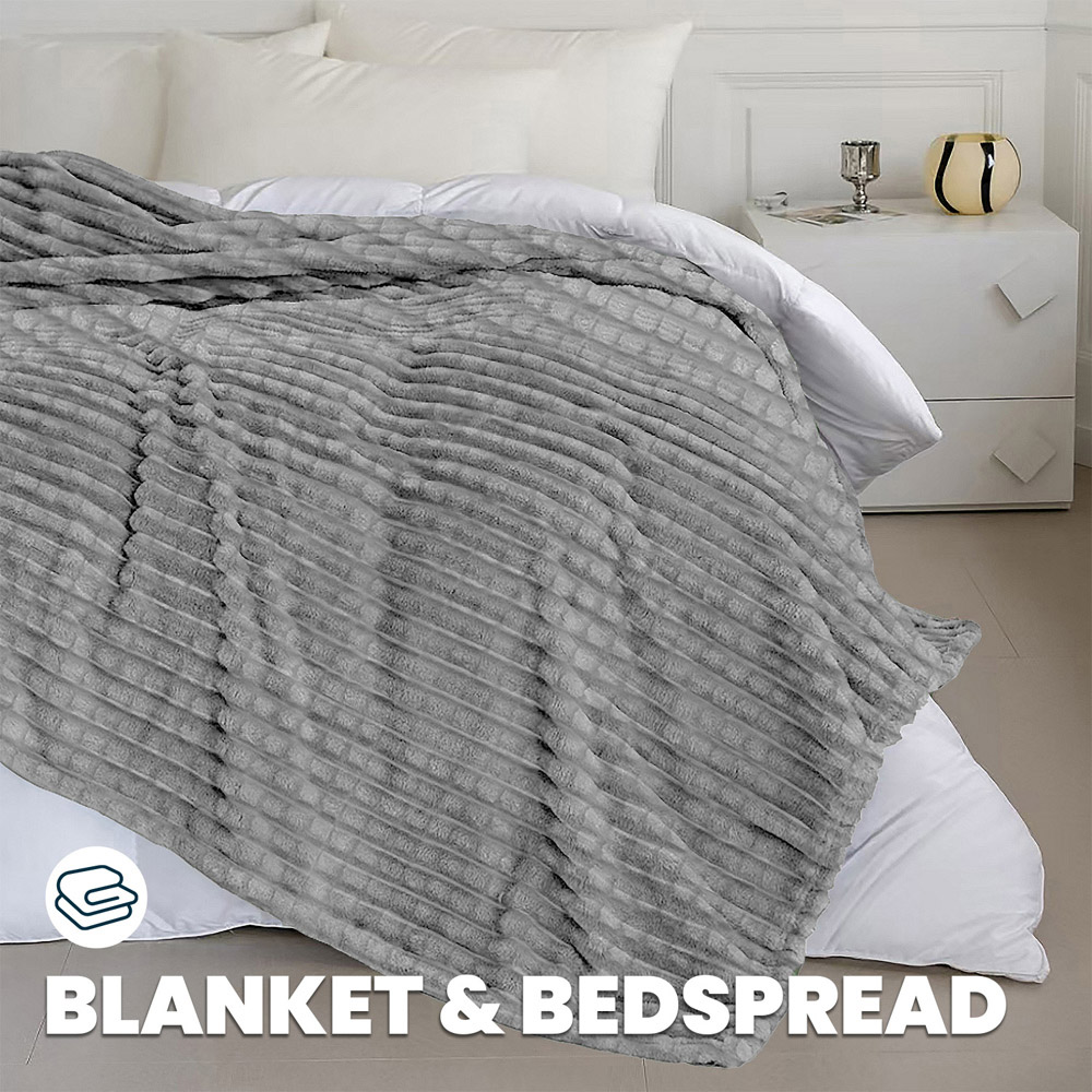 Velosso Silver Waffle Plush Throw 150 x 200cm Image 2