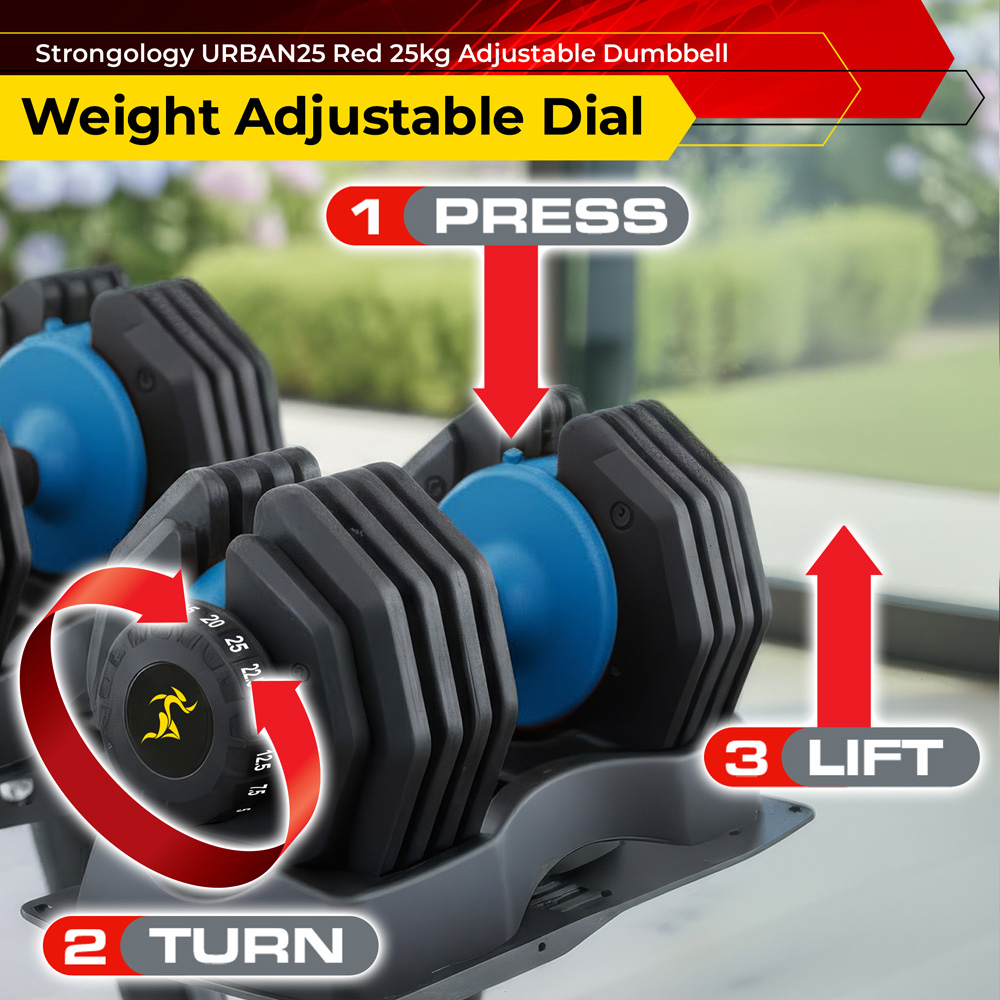 Strongology Urban25 Black and Blue Adjustable Smart Dumbbell 2.5 to 25kg Image 6