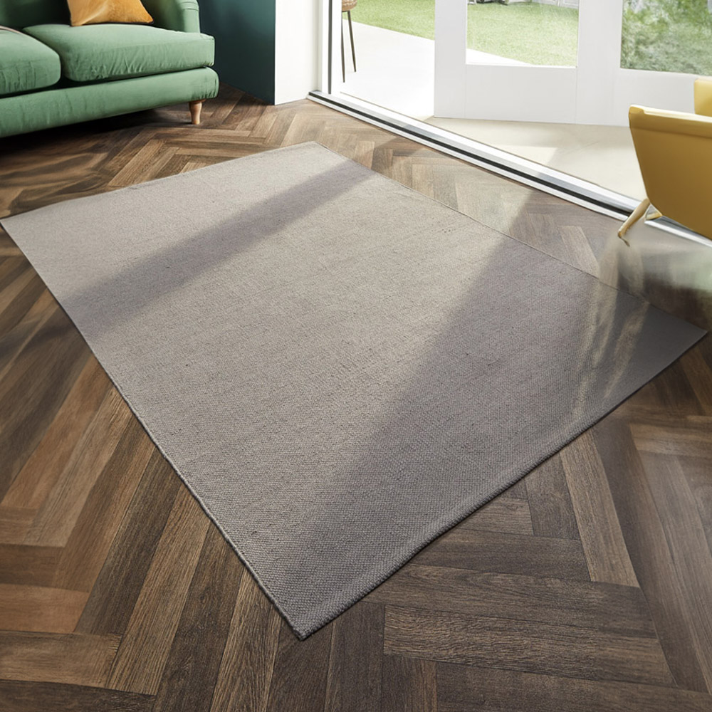 Hug Rug Warm Grey Plain Woven Rug 80 x 150cm Image 2
