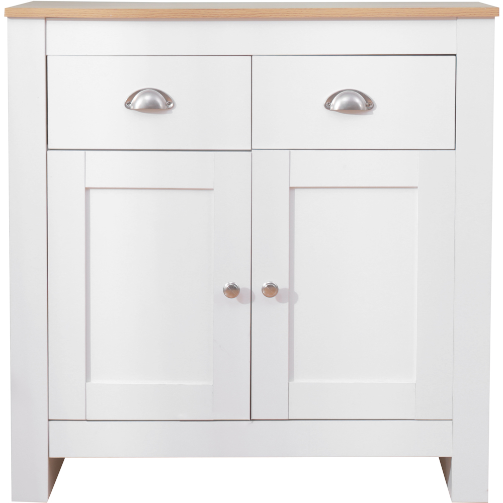 FurnitureHMD 2 Door 2 Drawer White and Oak Effect Wooden Sideboard Image 3