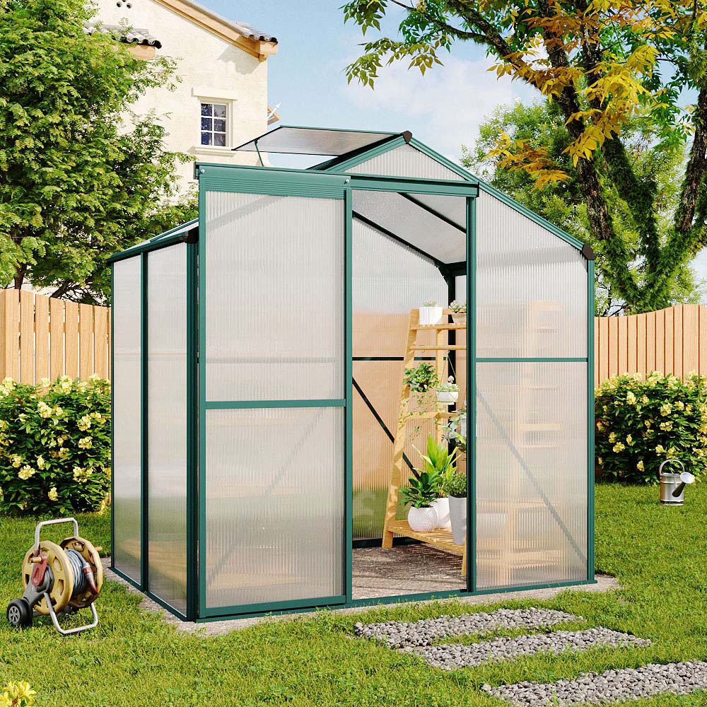 Living and Home Green Aluminium Frame 4 x 6ft Greenhouse Image 2