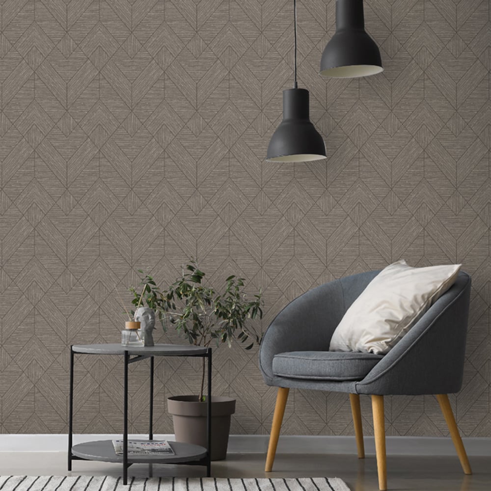 Arthouse Wood Grain Geo Charcoal Wallpaper Image 2