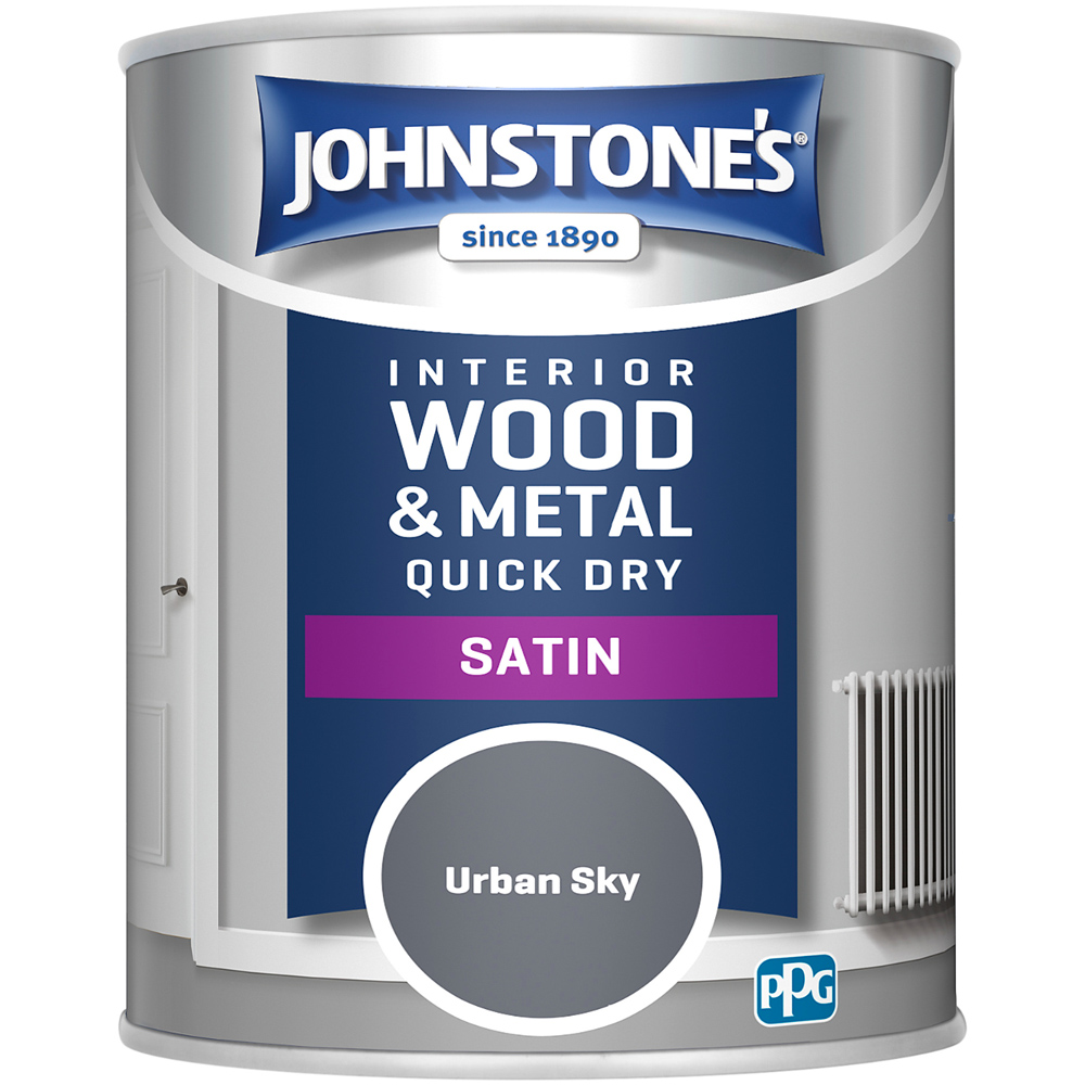 Johnstone's Quick Dry One Coat Metal and WoodUrban Sky Satin Paint 750ml Image 2