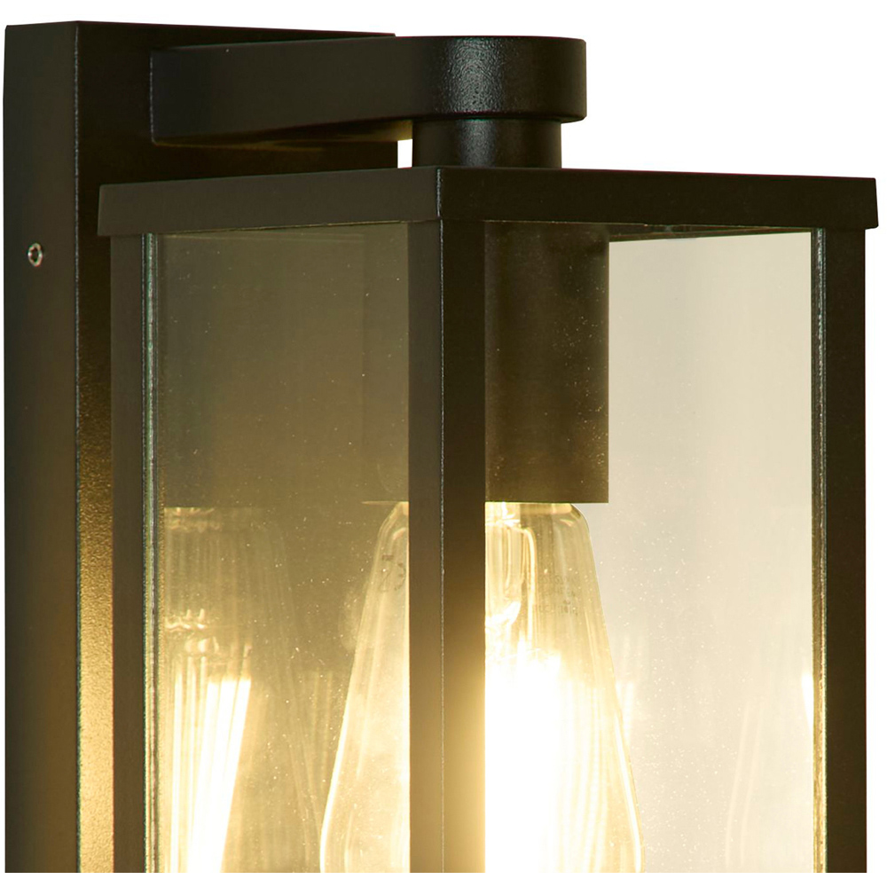 Lighting Collection Black and Clear Glass Traditional Lantern Wall Light Image 4