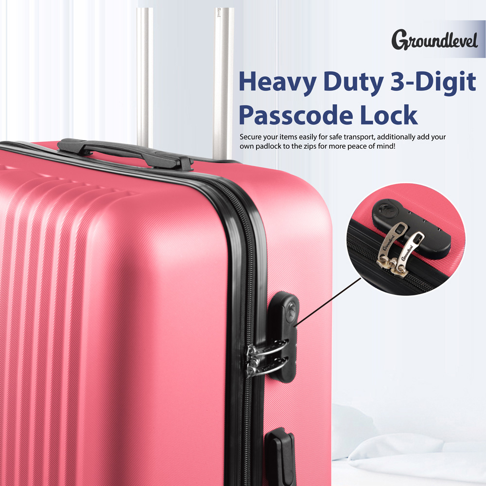 Groundlevel Delta Hard Shell Set of 3 Pink XL Luggage Suitcase Image 6