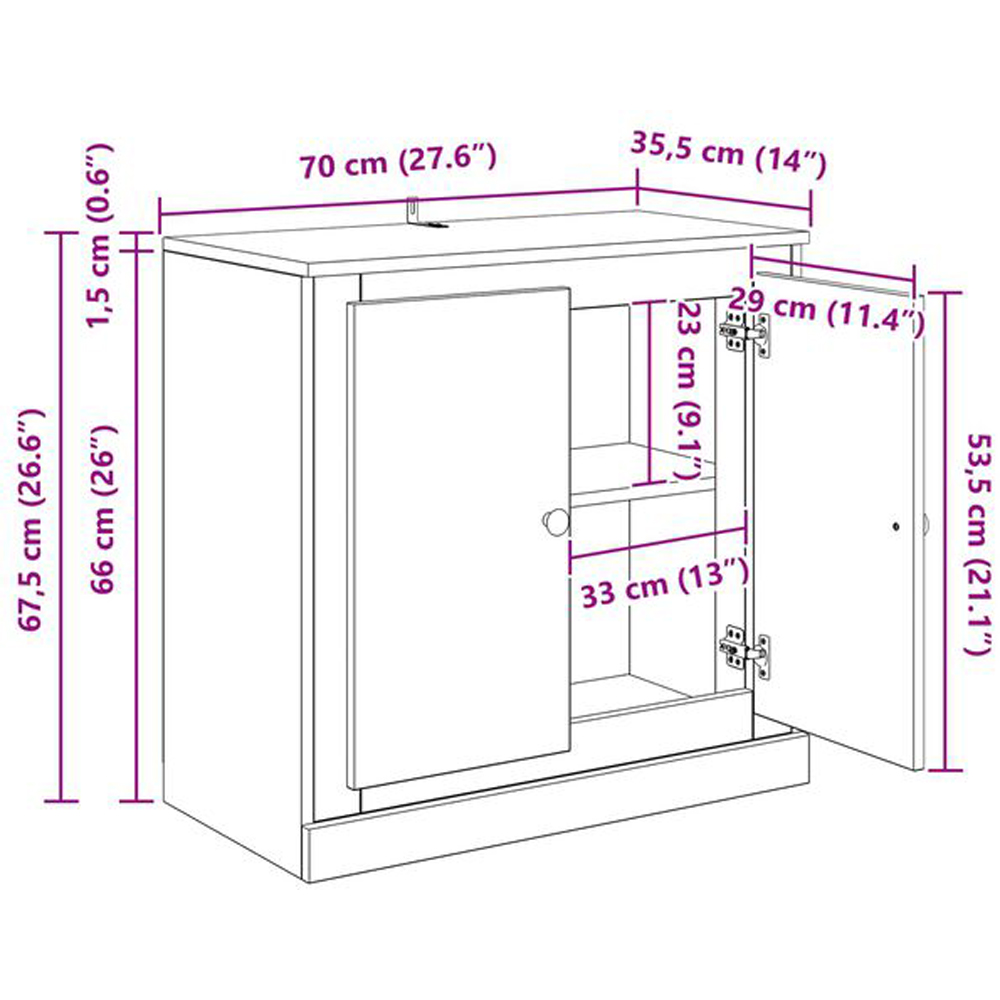 vidaXL 4 Door 3 Drawer Old Wood Modern Sideboard Image 5