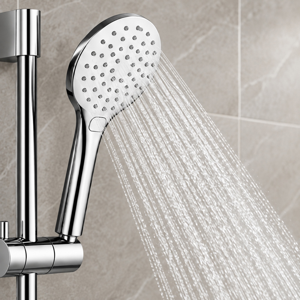 Go Bathrooms PureFlow Chrome Round Thermostatic Bar Shower Kit Image 2