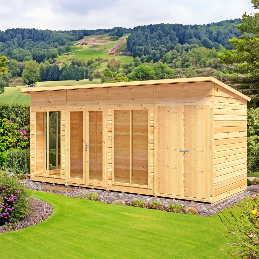Shire Lela 16 x 6ft Double Door Summerhouse with Storage Image 2