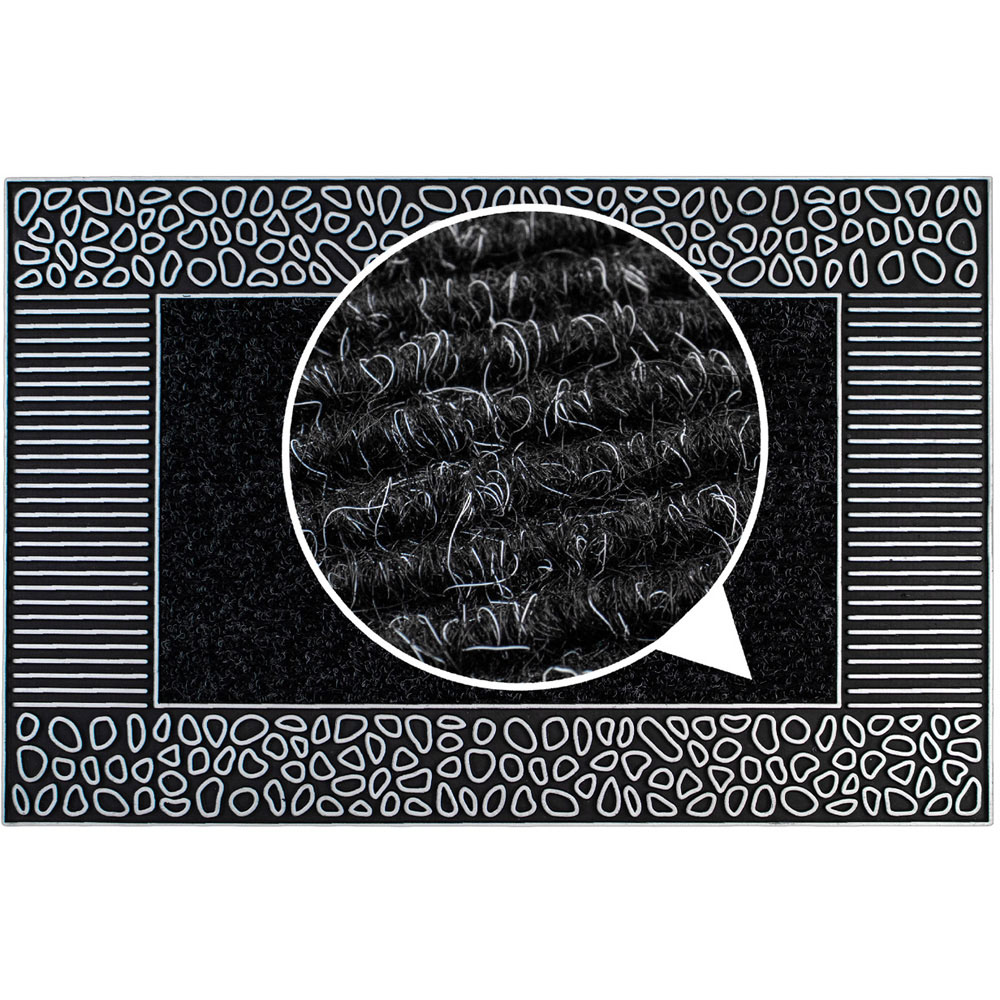 JVL Rico Silver Black Pebbles Metallic PVC Door Mat 45 x 75cm Image 6