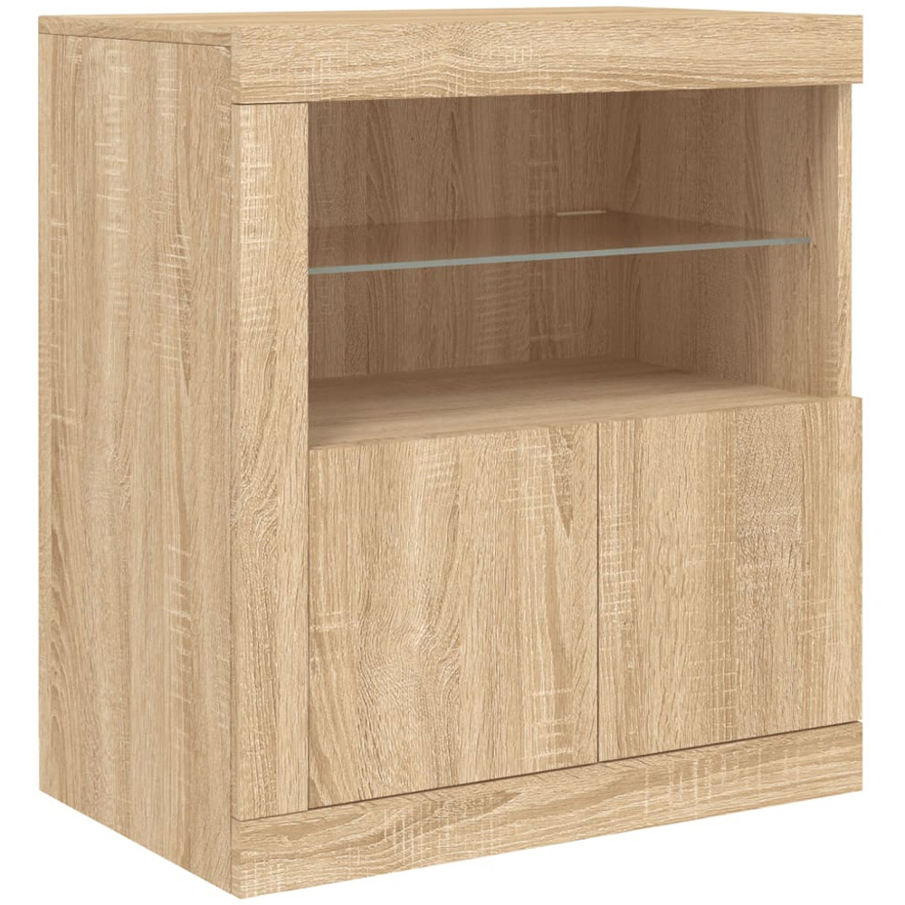 vidaXL 4 Door 8 Shelf Sonoma Oak LED Sideboard 3 Piece Image 7