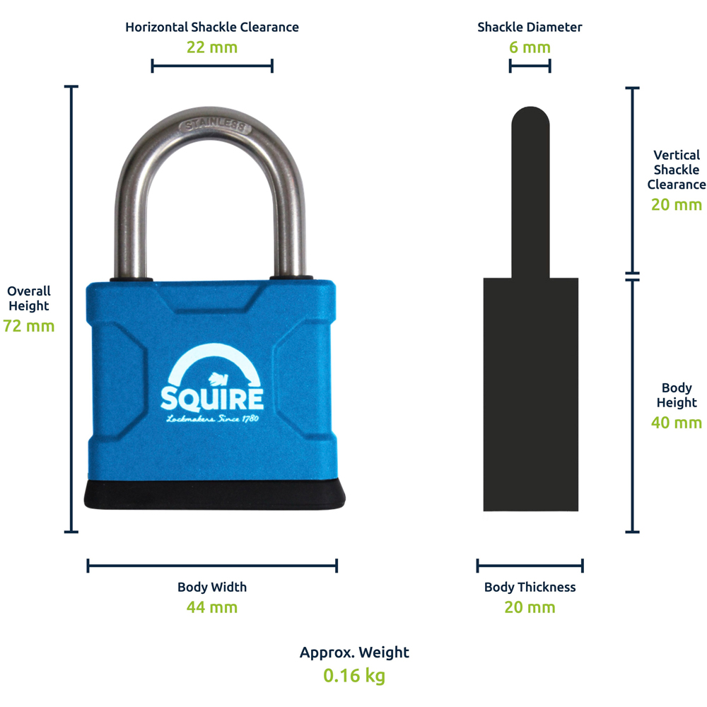 Squire Stainless Steel Shackle All Weather Brass Padlock 40mm Image 5