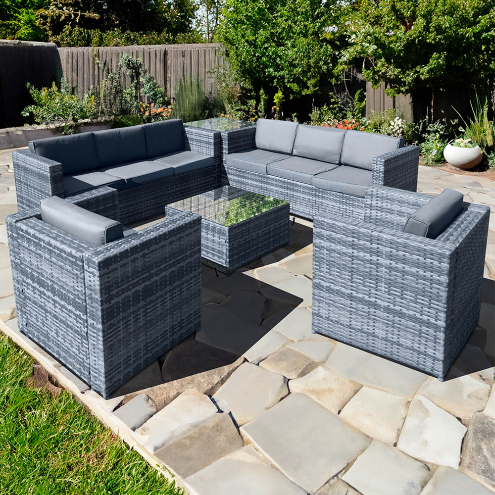 Oseasons Malta 8 Seater Ocean Grey Rattan Corner Sofa Set Image 1