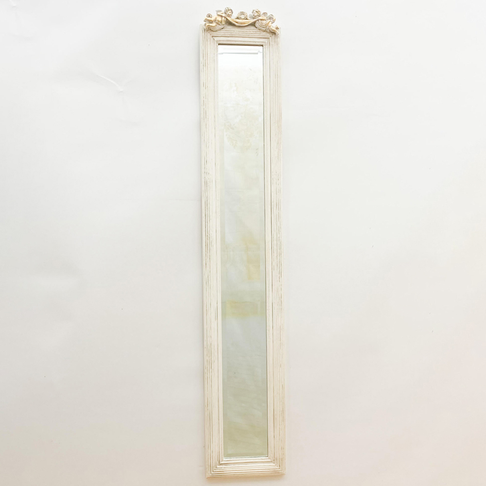 Acacia Home Antique White Elegant Slim Wall Mirror 109 x 13cm Image 3