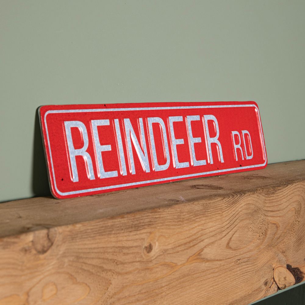 Samuel Alexander Red Metal Reindeer Road Sign Christmas Decoration 43cm Image 5
