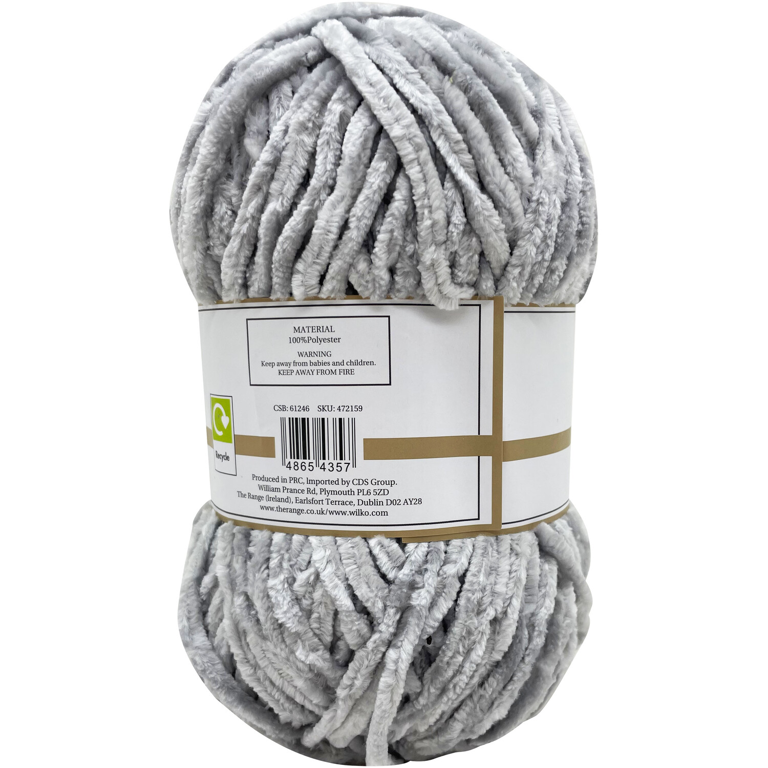 Chenille Yarn Silver Grey Image 2