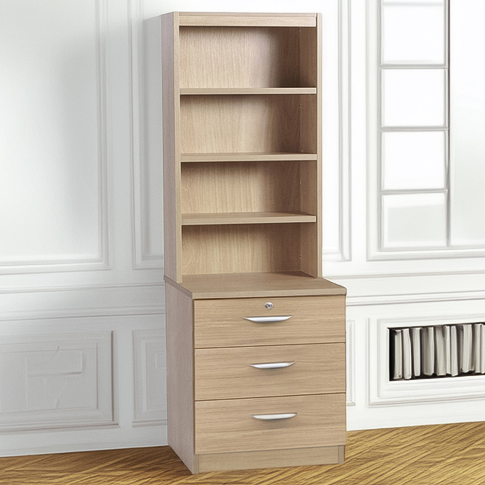 R White Cabinets 3 Drawer 4 Shelf Brown Storage Chest with Hutch Image 1