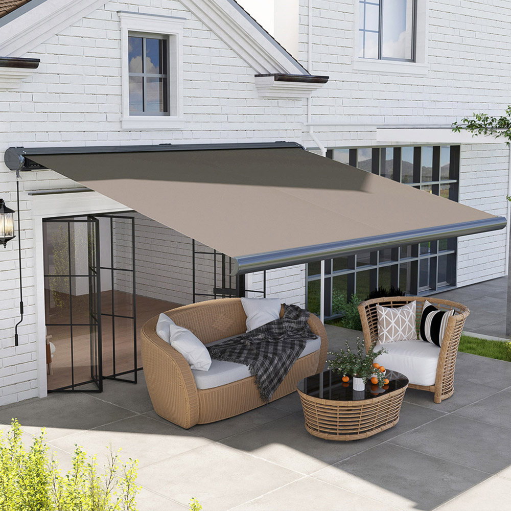 Outsunny 4 x 3m Light Grey Electric Retractable Awning Image 1