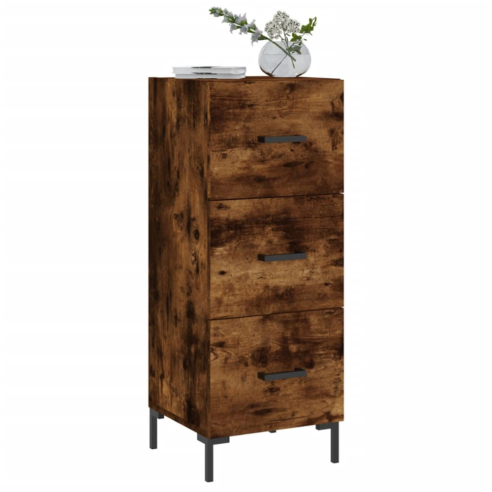 vidaXL 3 Drawer Smoked Oak Slim Sideboard Image 3