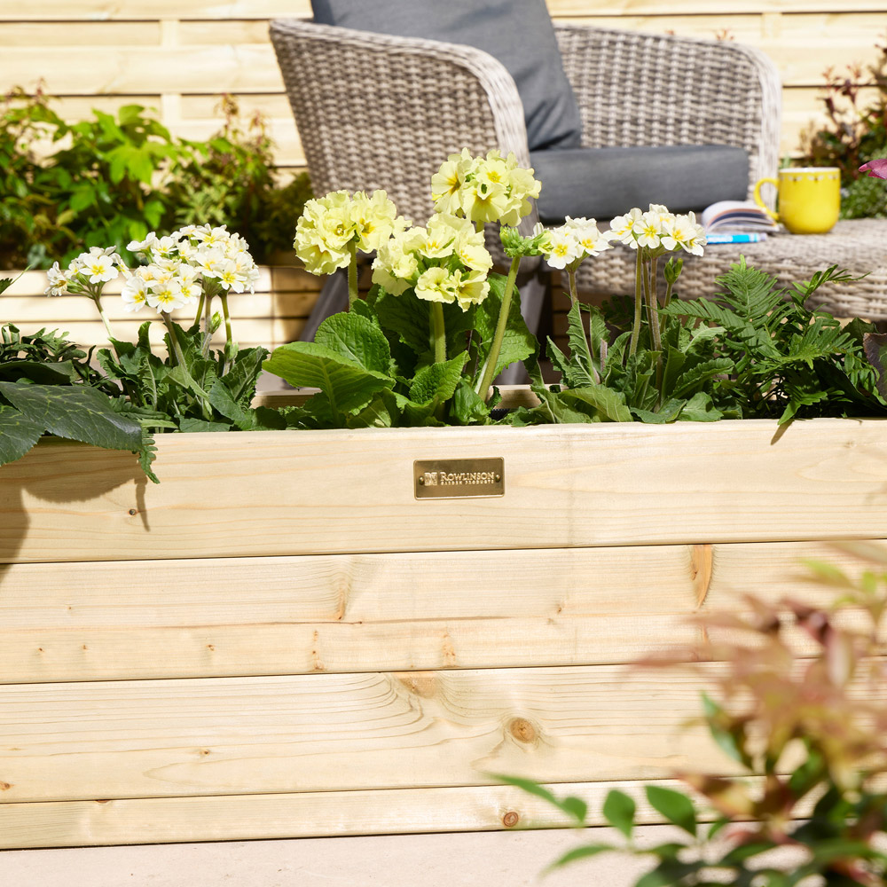 Rowlinson Marberry Natural Wooden Garden Trough Planter 30 x 180 x 30cm Image 4